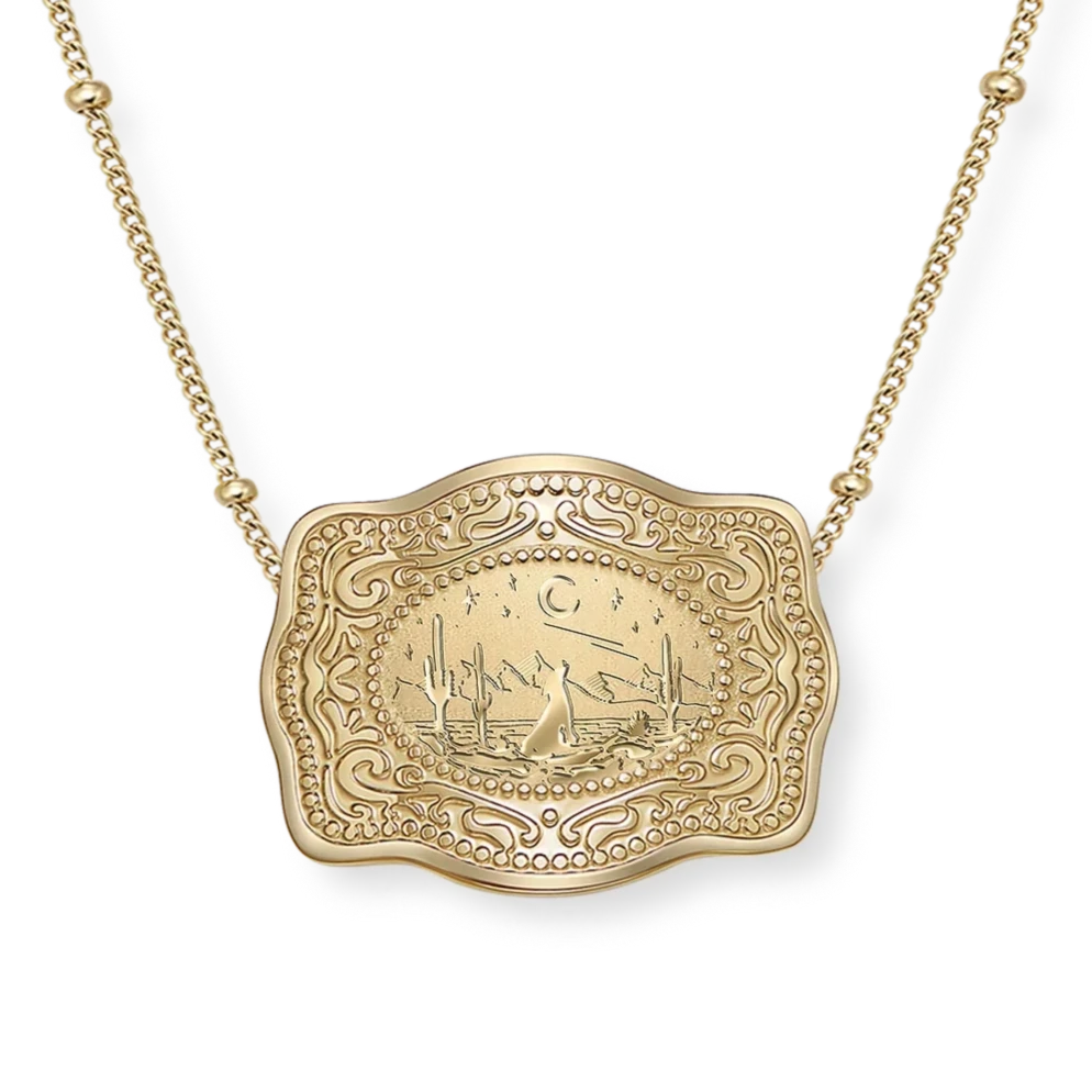 SpurWest Mini Belt Buckle Necklace (Lone Wolf)